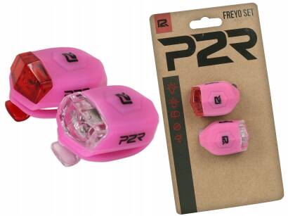 Zestaw lampek rowerowych P2R Freyo pink