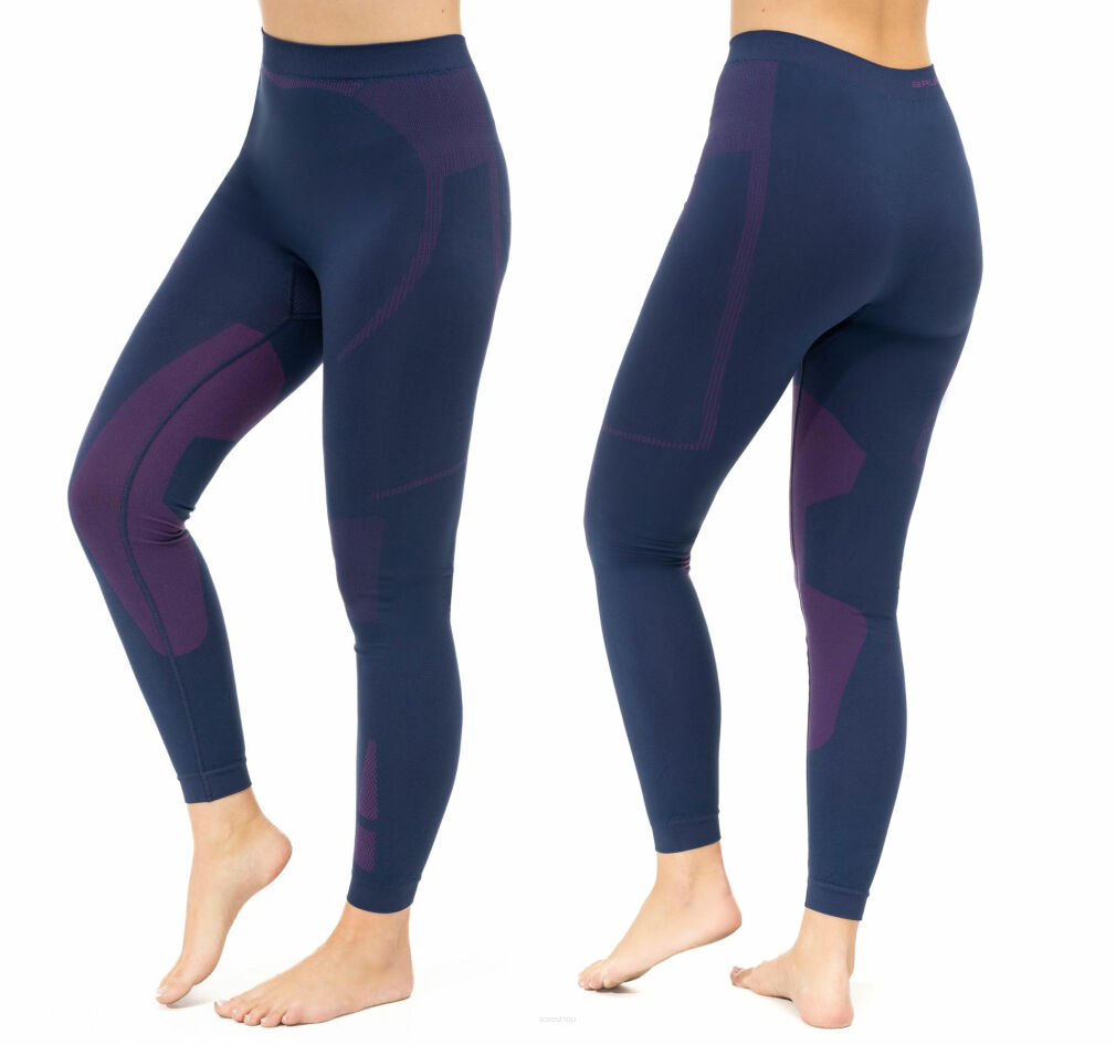 Legginsy damskie Brubeck Dry LE1326W jeansowy/fiolet M