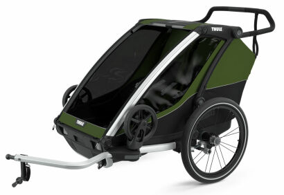 Przyczepka rowerowa dziecięca Thule Chariot Cab 2 alu/zielony (2-osobowa)