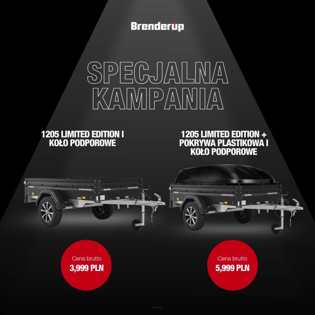 Przyczepa Brenderup 1205S uchył Limited Edition czarna + pokrywa ABS