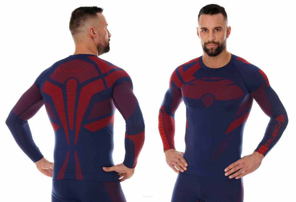 Bluza termoaktywna męska BRUBECK DRY granat/czerwony L