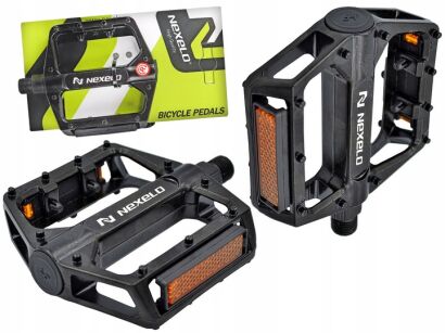 Pedały rowerowe NEXELO MTB/BMX ALU łożyska kulkowe 110x100mm czarne