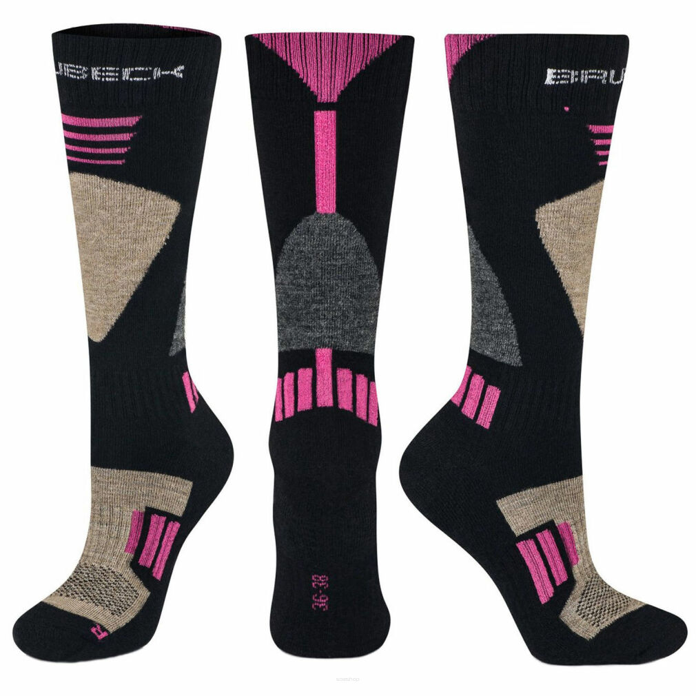 Skarpety wełniane Merino BRUBECK Ski Force cza/róż M/39-41