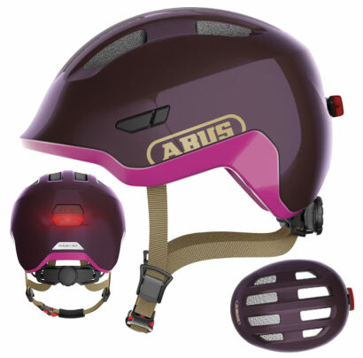 Kask rowerowy dziecięcy ABUS SMILEY 3.0 ACE LED royal purple M (50-55cm)