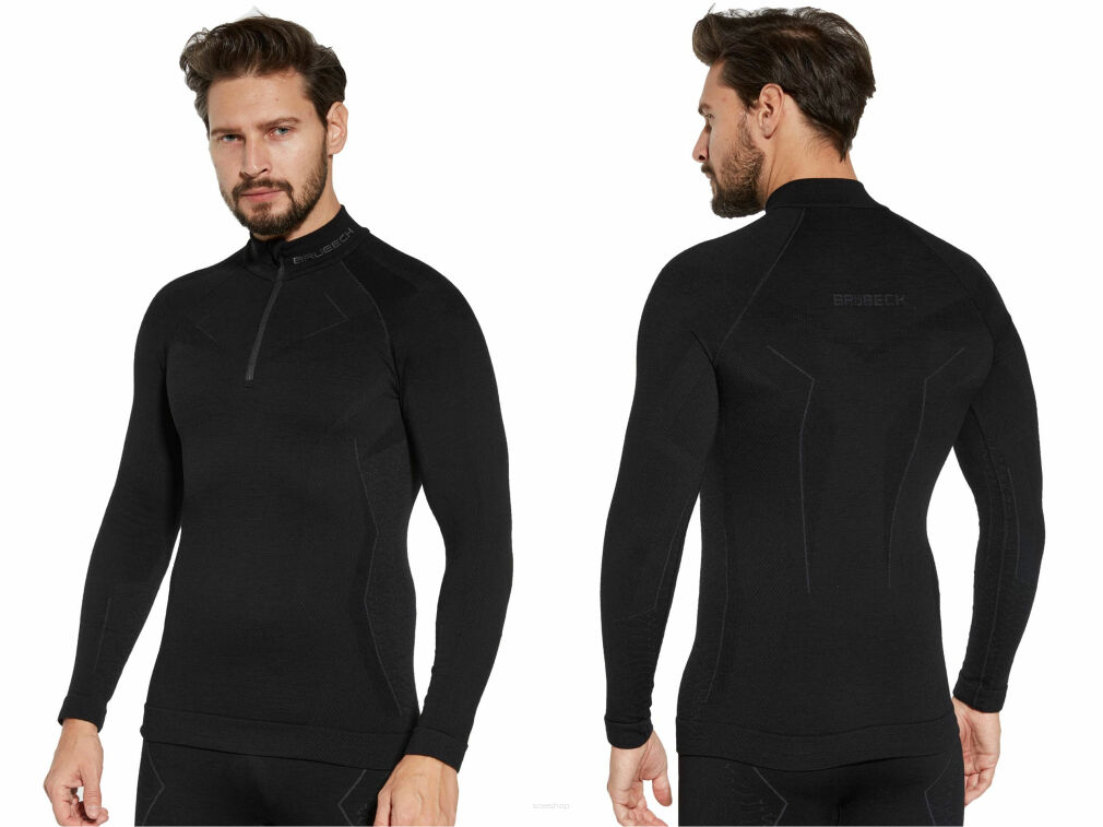 Bluza męska Brubeck Extreme Merino czarna XL