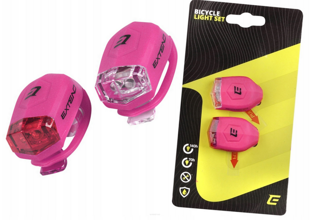 ZESTAW LAMPEK ROWEROWYCH DEMA EXTEND FROGGIES  - PINK