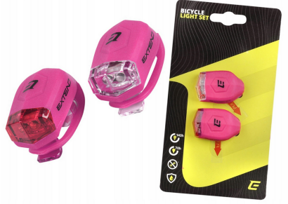 ZESTAW LAMPEK ROWEROWYCH DEMA EXTEND FROGGIES  - PINK