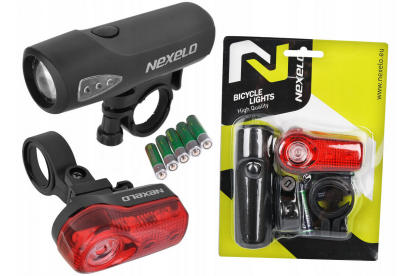 ZESTAW LAMPEK ROWEROWYCH NEXELO NA BATERIE LED L177023NEX bateria