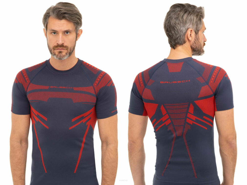 Koszulka męska BRUBECK DRY z krótkim nieb/czer XXL