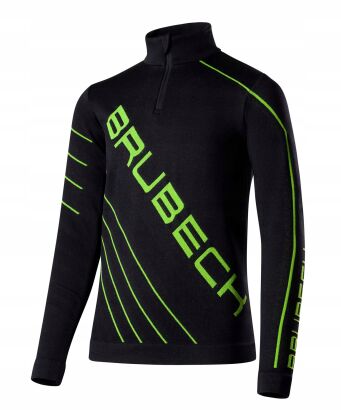BRUBECK Bluza piłkarska dziecięca DRY JUNIOR czarny/neon 164/170