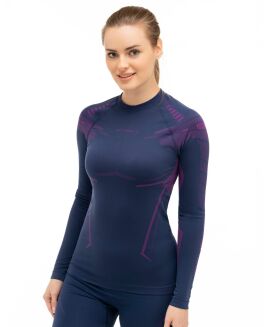 Bluza damska BRUBECK DRY LS1569W jeansowo/fioletowa L - 2