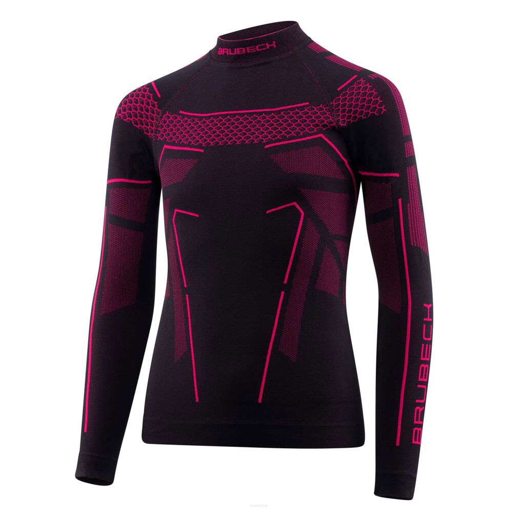 Bluza dziecięca termoaktywana THERMO JUNIOR Brubeck czarny/fuksja 140/146