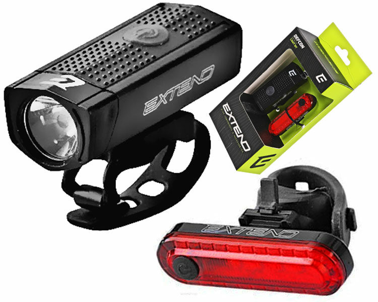 Lampki rowerowe EXTEND DEFCON 350/10lm Komplet USB