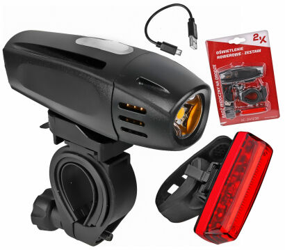 Zestaw lampek XC-241238 USB przód+tył 300/35lm